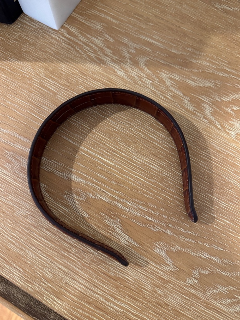 Loeffler Randall Brown Croc-Embossed Leather Headband